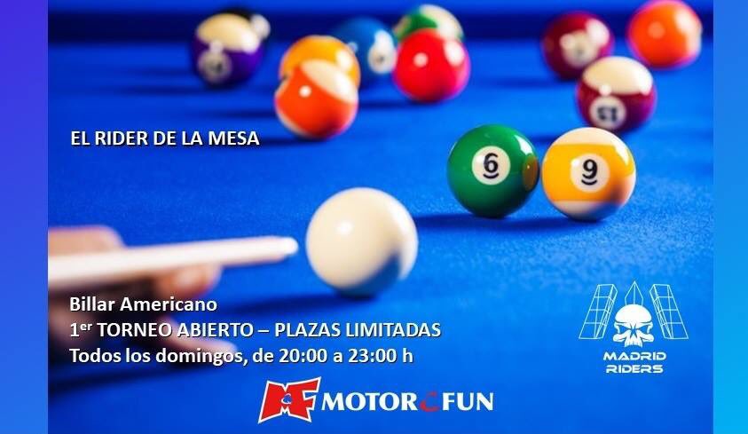 motor8fun's tweet photo. ¿Te gusta el #Billar? Participa en nuestro primer torneo abierto, este domingo 24 de Junio desde las 20:00 h, con copa para el ganador y sorteo para los participantes.
#MotorAndFun #RiderDeLaMesa https://t.co/LNG6rLMrvW