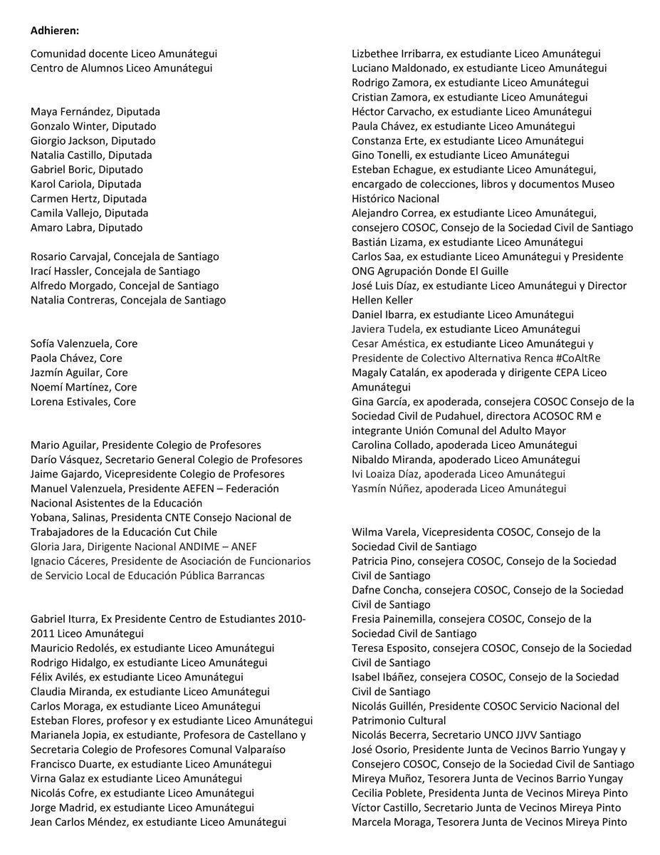 JVBarrioYungay's tweet photo. Ya somos más de 220 personas y organizaciones diciendo #NoAlCierreDelAmunategui 
9 diputados/as, 5 cores, 4 concejales/as, comunidad educativa, ex-estudiantes y vecinos apoyando.

Nos encontramos el sábado 23 de junio, 10am, en puerta. Voluntariado de limpieza y pintado de Liceo. https://t.co/GhnAvVdSPO