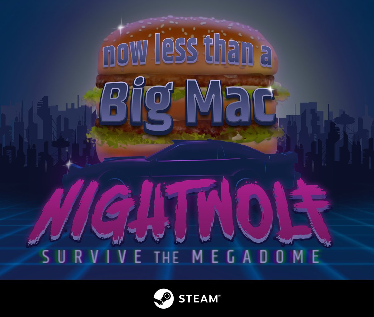 nightwolf_game's tweet photo. Burger or a game? You choose, but Steam summer sale won't last forever! Nightwolf: Survive the Megadome is now 25% off! https://t.co/PLKizZZLgD
#SteamSummerSale #SteamSale #SteamSummerSale2018 
#nightwolf_game #cyberpunk #indiedev #gamedev #indiegame #synthwave #madewithunity https://t.co/VWB4w9hXFJ