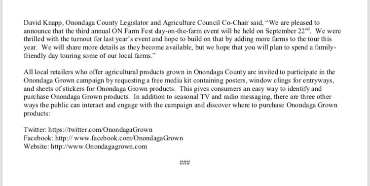 OnondagaCounty's tweet photo. Press Release: Onondaga County Agricultural Council Kicks Off Fourth of “Buy Local. Buy Onondaga Grown.” Campaign. https://t.co/JBU0BkqD47