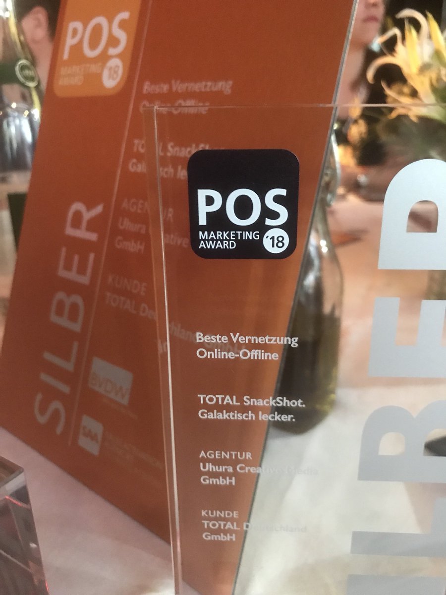 UhuraCreative's tweet photo. silver for best crossmedia campaign at #posaward @BVDW for TOTAL πππΎ https://t.co/K79MkIVoKa