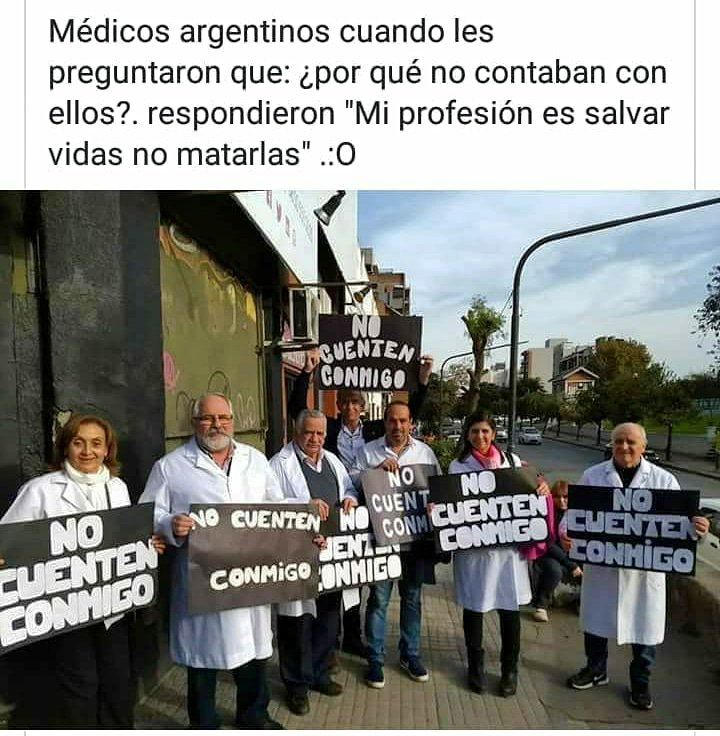 Jesuszone507's tweet photo. MÉDICOS ARGENTINOS ARRIESGAN PERDER SUS TRABAJO, PERO NO SU ALMA, AL NEGARSE A ABORTAR EN HOSPITALES PÚBLICOS. 

Hagamos viral su Valor! 
#Provida #Noalaborto #Seanresponsables https://t.co/dA7JjWjJ9F https://t.co/xBeFTDxQG7
