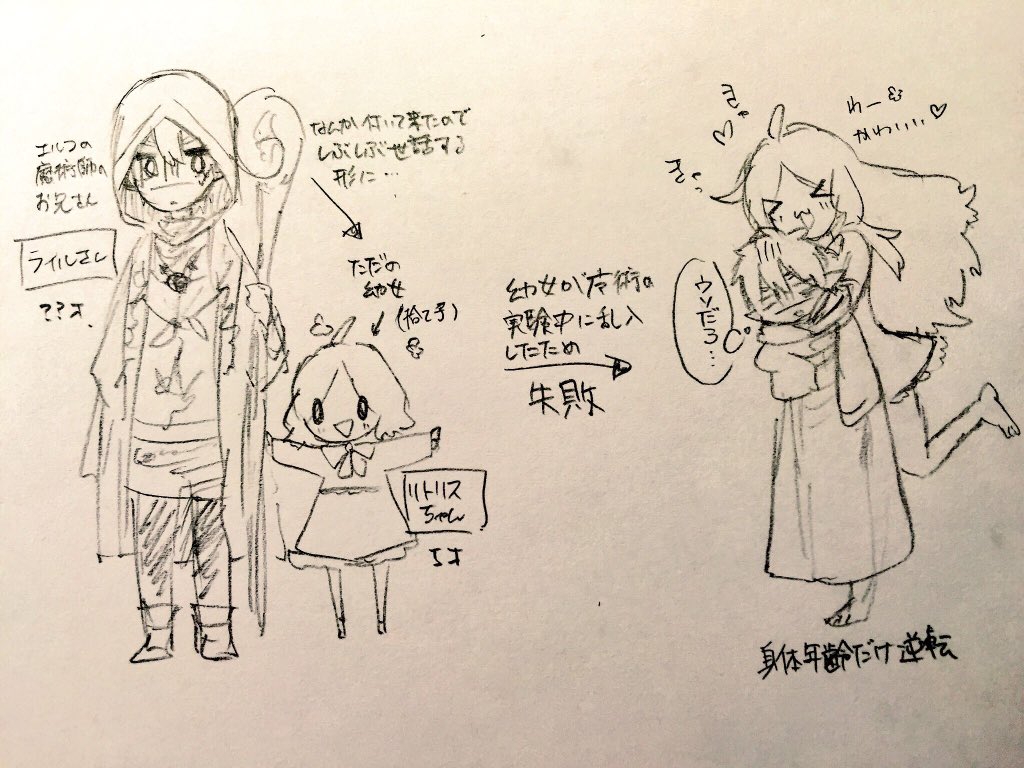 ライリノは苦労人ショタが無邪気な野生児おねえさん?に振り回されるという見た目も実年齢も普通におねショタコンビなんだけど、リノリノちゃんは限りなく頭がロリだし、ライルくんは成長して同年代っぽくなるから、そもそもおねショタで紹介していいんだろうかと…
元々はおにロリにする予定だったから 