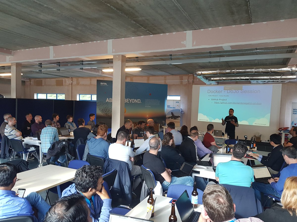 DockerDonegal's tweet photo. #DockerDonegal #Dojo #meetup session tonight in @SITAonline Letterkenny. Thanks to our sponsors Sita and @cinqtech. @denis_bourne @gearoidmaguire @romerorsp #docker #Dock #devops https://t.co/Htv9GLtdn3