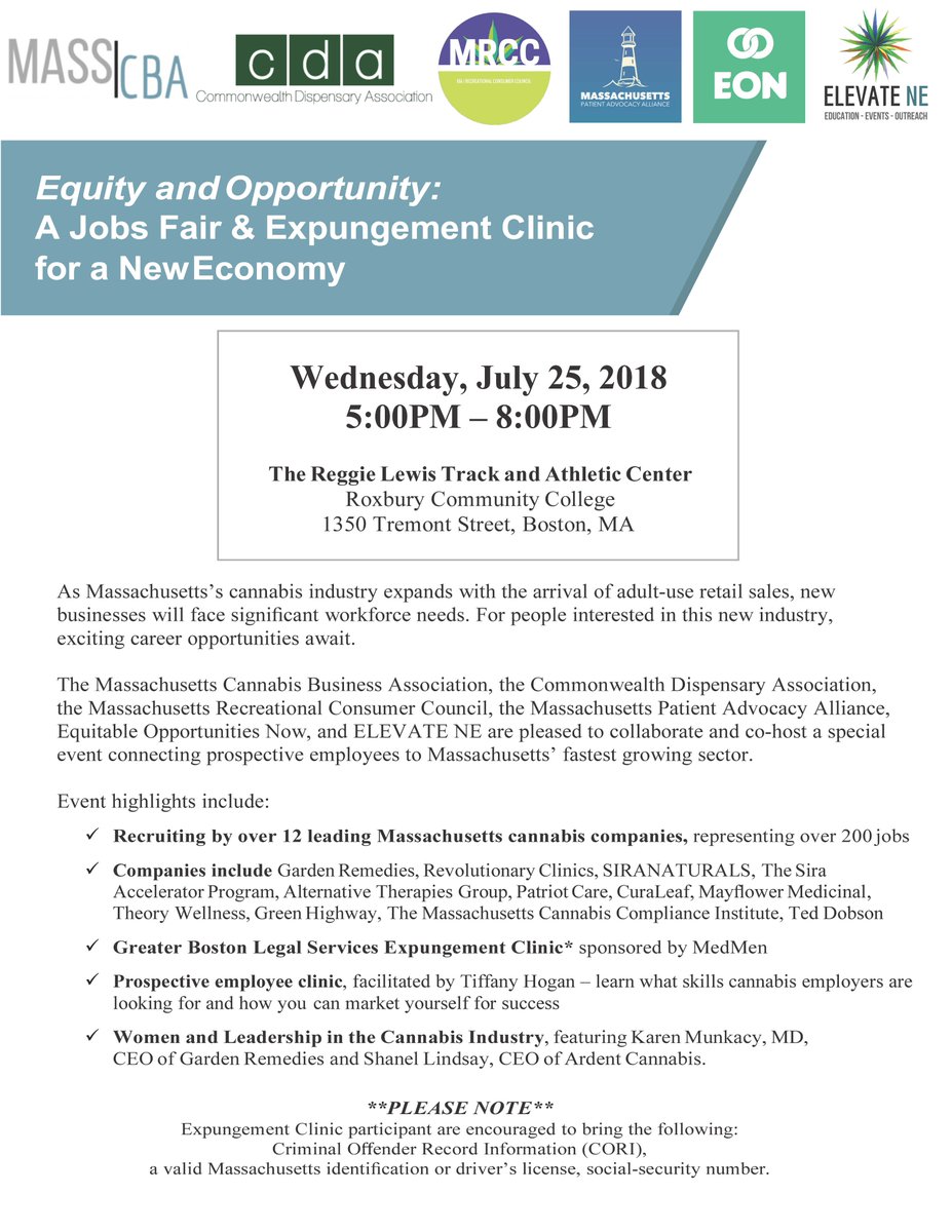 MassCBA's tweet photo. Hope to see everyone at the Job Fair &amp; Expungment Clinic on Wednesday July 25th! https://t.co/yh1lG77BZD