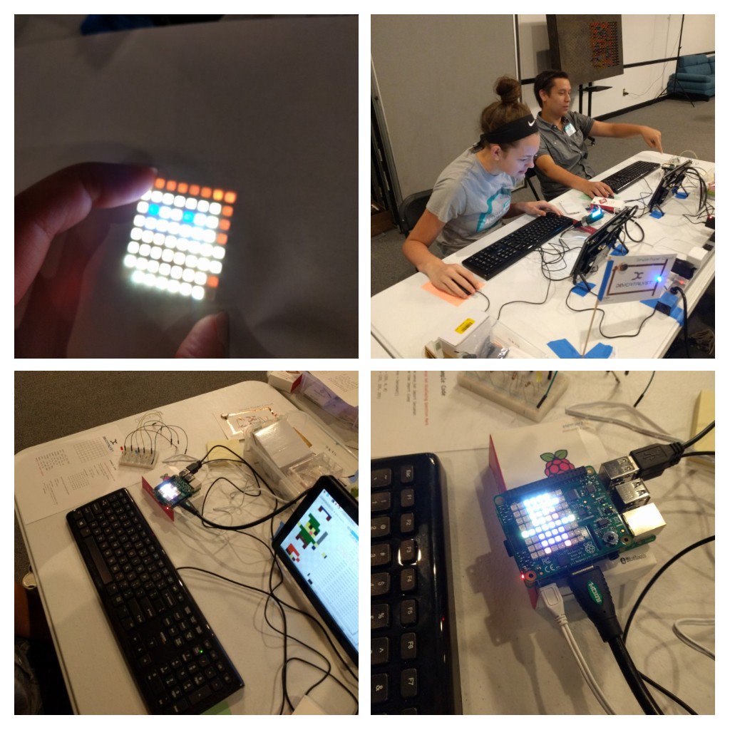 DevCatalyst_CO's tweet image. Exploring #SenseHats, animations &amp;amp; environmental sensors on Day 2 of #RaspberryPi Camp @attheCO. #DevCatalyst
