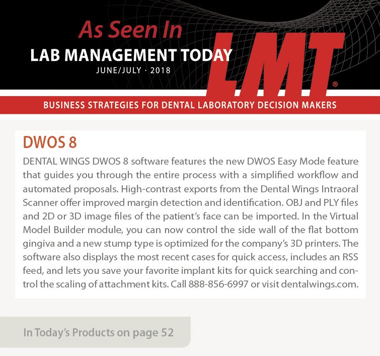 DentalWings's tweet image. DWOS 8 is featured in the June/July edition of @lmtmag. Easy Mode, High-contrast exports, import of 2D / 3D image files, improvements in the Virtual Model Builder and new stump type are new functionalities now available with the latest version of DWOS. #dwos #digitaldentistry