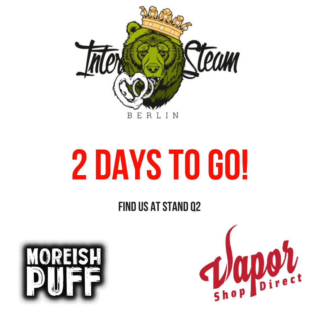 MoreishPuff's tweet photo. Only 2 days left til' the Intersteam Expo in Berlin! Have you got your tickets yet!? If not what are you waiting for! --> https://t.co/0xHFyjH3Zl #IntersteamBerlin #MoreishPuff #VaporShopDirect #Expo #ELiquid #Vape #Vaping #Vapelife #Vapenation #Vapeporn https://t.co/mcqxantd31