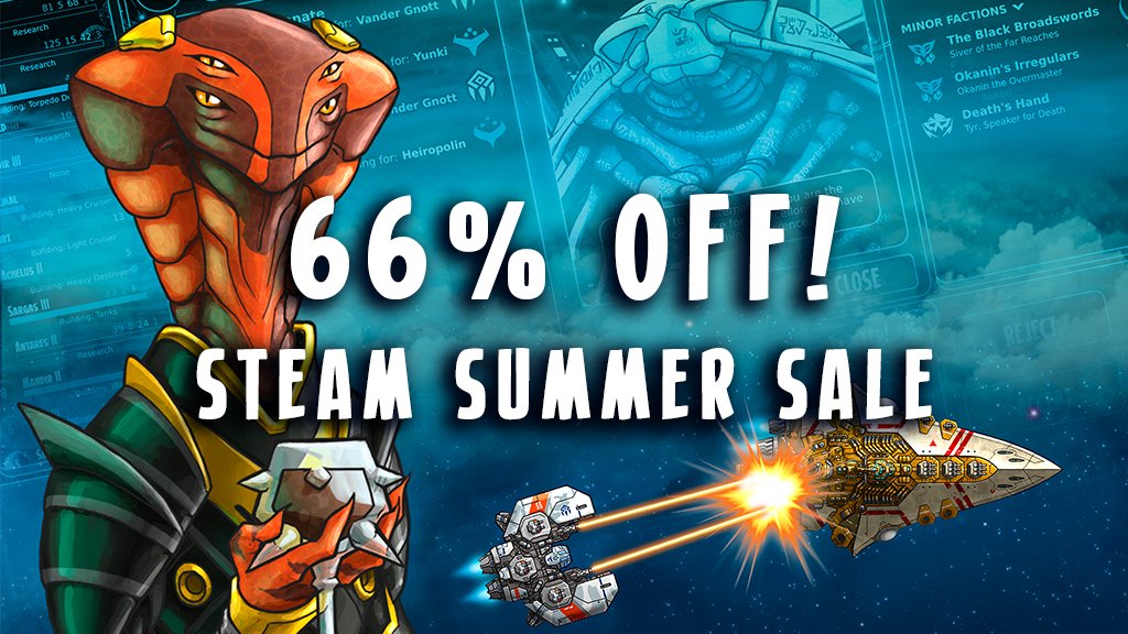 sis4x's tweet photo. Your ticket to the Stars in Shadow universe has never been so cheap. Take control of the galaxy while the game is 66% off during the Steam Summer Sale! https://t.co/ntFwMhhjvX #StarsinShadow #SteamSummerSale https://t.co/8KpOhzBdME