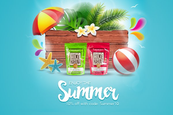 Enjoy sweet summer savings! Get 10% discount using code: Summer10 #cookies #Summer #summertreats #chocolatechip #summersnack #wallyamos #hawaii #tasty #delicious #savings #discount #instafood #sugar