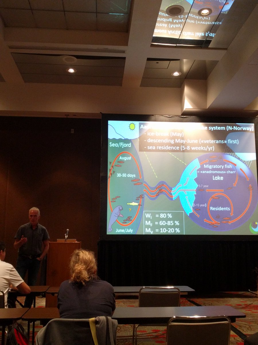 Charr_2018's tweet photo. Presentation by Martin Svenning on juvenile Arctic charr growth and it's impact on anadromy behavior. #charr2018 https://t.co/LJec9HXMk2