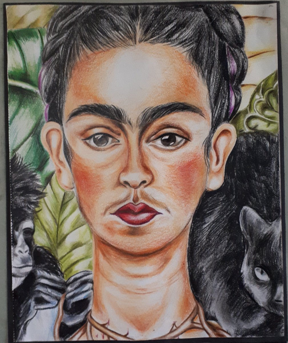 LonghillSchool's tweet photo. We're not expecting Frida or Donald tonight, but we would love to see YOU at the @LonghillSchool GCSE Art Exhibition.  From 7 to 9pm in the School Hall. #Brighton #Art #CreativeStudents #textiles https://t.co/mOC3gE6uqd