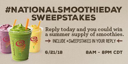 JambaJuice's tweet photo. Did you know Jamba Juice’s first investor was our founder’s mom? #NationalSmoothieDay
#sweepstakes  https://t.co/xsHFgivvUy https://t.co/bRwD2j35hN