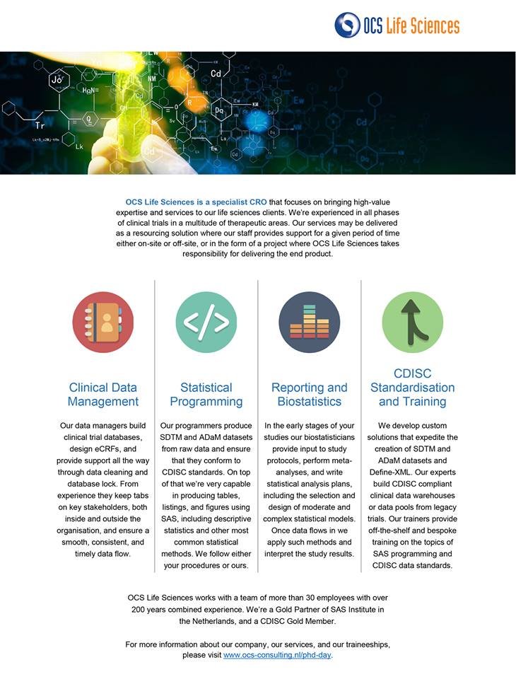 PhD_Day2023's tweet photo. OCS  Life Sciences is a specialist CRO that focuses on bringing high-value  expertise and services to life sciences clients, check their work in detail in the graphic below. And visit their booth on PhD Day 2018 @OCSConsulting 
#phd #groningen #Careers https://t.co/p2GcpwscS8
