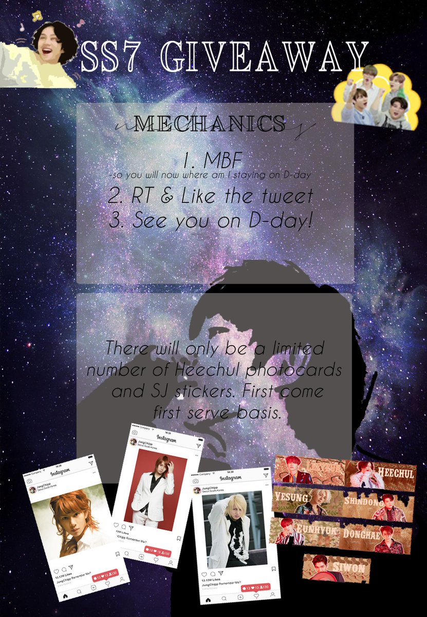 JungChipp's tweet photo. [PLS HELP RT]
83-Liner Birthday Giveaway + #SS7inManila Giveaway!
I will be giving away photocards and stickers during #SS7Manila 
The mechanics are all stated below ⬇️

#SUPERJUNIOR https://t.co/XAQbEhD8Q4