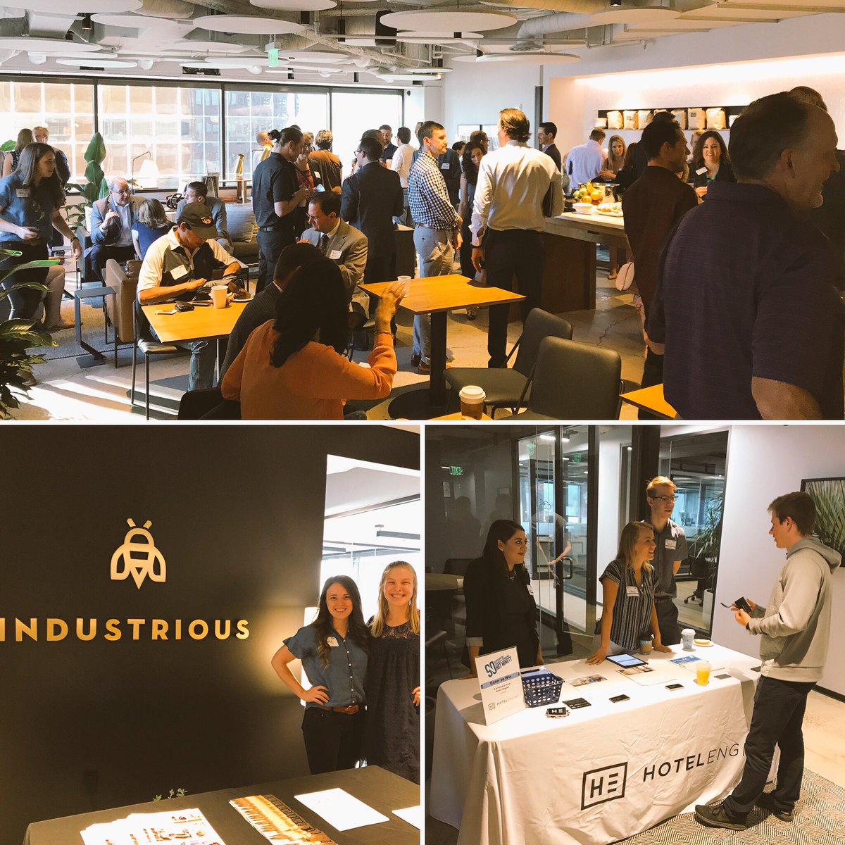DenChamber's tweet photo. The early bird gets the wormโor the handshake! Lots of connections being make at #Net90 AM. Thanks for bringing us together @Hotel_Engine @IndustriousHQ https://t.co/QxTi2IKutt