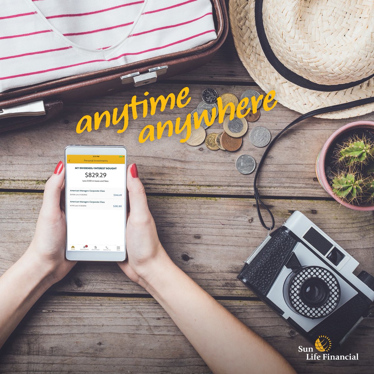 SLFKatelyn's tweet photo. No matter where you are in the world, you can easily check your balances and transactions. Download the my Sun Life Mobile app today! https://t.co/XmZXLYDdGy