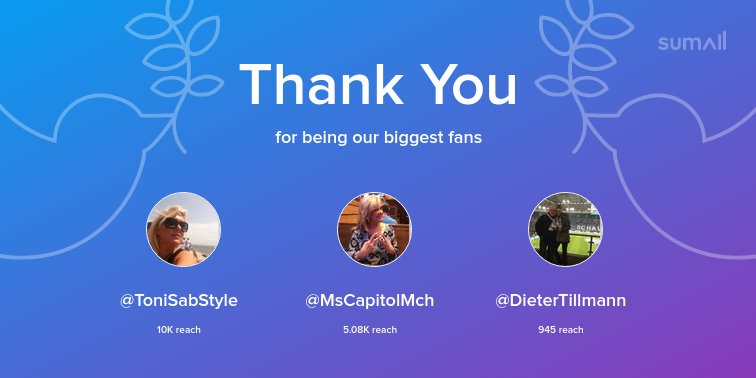 Our biggest fans this week: <a href="/ToniSabStyle/">Toni Sabatino</a>, <a href="/MsCapitolMch/">Misty Mays</a>, <a href="/DieterTillmann/">Assholevillage Occupant</a>. Thank you! via sumall.com/thankyou?utm_s…