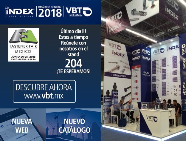 VBT_Industrial's tweet photo. #FastenerFairMex Hoy último día! ¡estas a tiempo! te esperamos en el stand 204. Las mejores soluciones en tornillería y fijación industrial del fabricante europeo @indexfix , de la mano de VBT Industrial. Más info en nuestra nueva web https://t.co/ZBD66F2Kau https://t.co/YqtIqUuum6