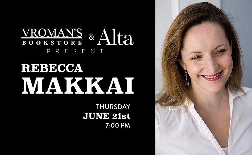 vromans's tweet photo. Join Vroman's and @AltaJournal TONIGHT at 7PM for @rebeccamakkai's presentation and signing of The Great Believers. She'll be joined in conversation by @jryanstradal! #VromansXAlta https://t.co/PqezcZbm4a https://t.co/7tUD5PRebO