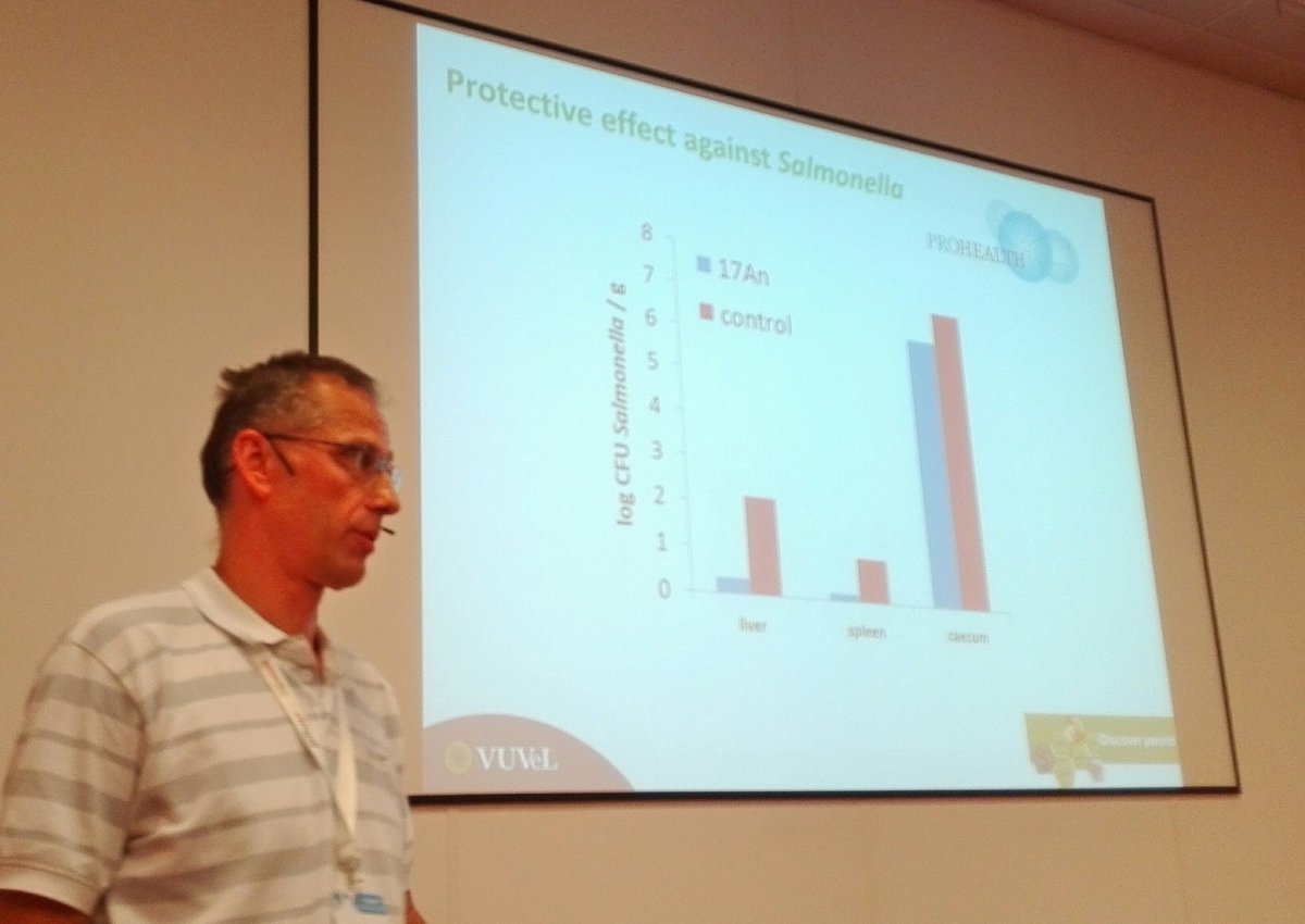 Jarkko_Niemi's tweet photo. Microbiota &amp; defined mixtures of gut anaerobes can protect chicken against salmonella infection says Ivan Rychlik of VRI at #VIVEurope @fp7_PROHEALTH https://t.co/7z0MF0g6VT