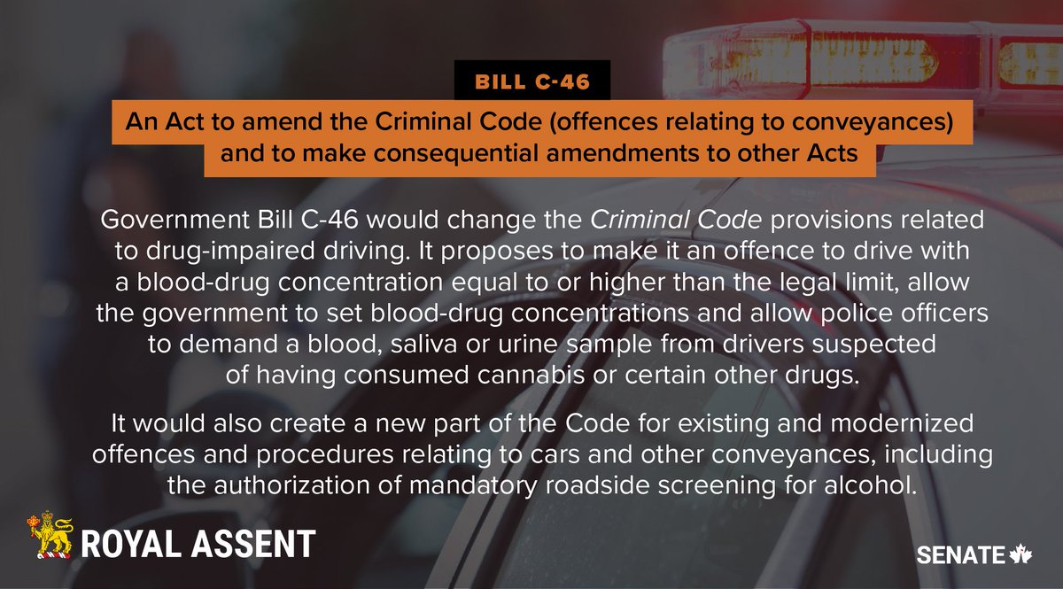 SenateCA's tweet photo. Bill #C46 has received Royal Assent : https://t.co/P2EpQuRYFS #SenCA #cdnpoli https://t.co/JRJC63NMWd