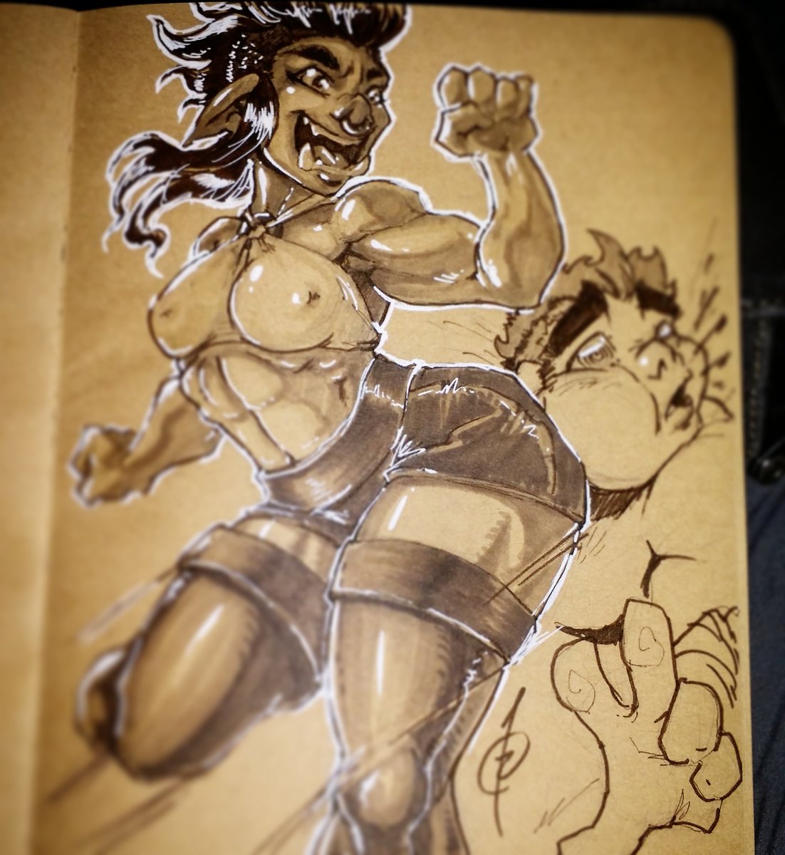 MrRentaro's tweet photo. Never half-ass anything. Always use your whole ass!
Things finally settled down. Finished this to help keep me centered. #Booty does that. I'm weird, don't judge.
#sketchery #thoughtfulthursday #protip #orc #orcbabe #dthaby #warriorwoman #mohawk #bootybump #thickfit #snusnu https://t.co/cRzpsJRzg5
