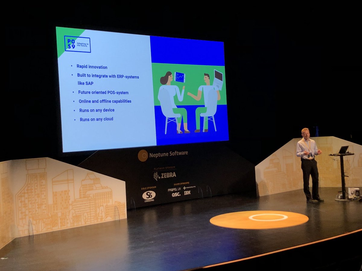 StanjaMW's tweet photo. Welcome on stage #POS9 on #Planet9 - the new #Retail #POS #Innovation by @NeptSoft #EINR and @QSCAG! Great new product for retail! #QSCsap @ThorstenRocket @SAP @sapcp https://t.co/kahltQkLja