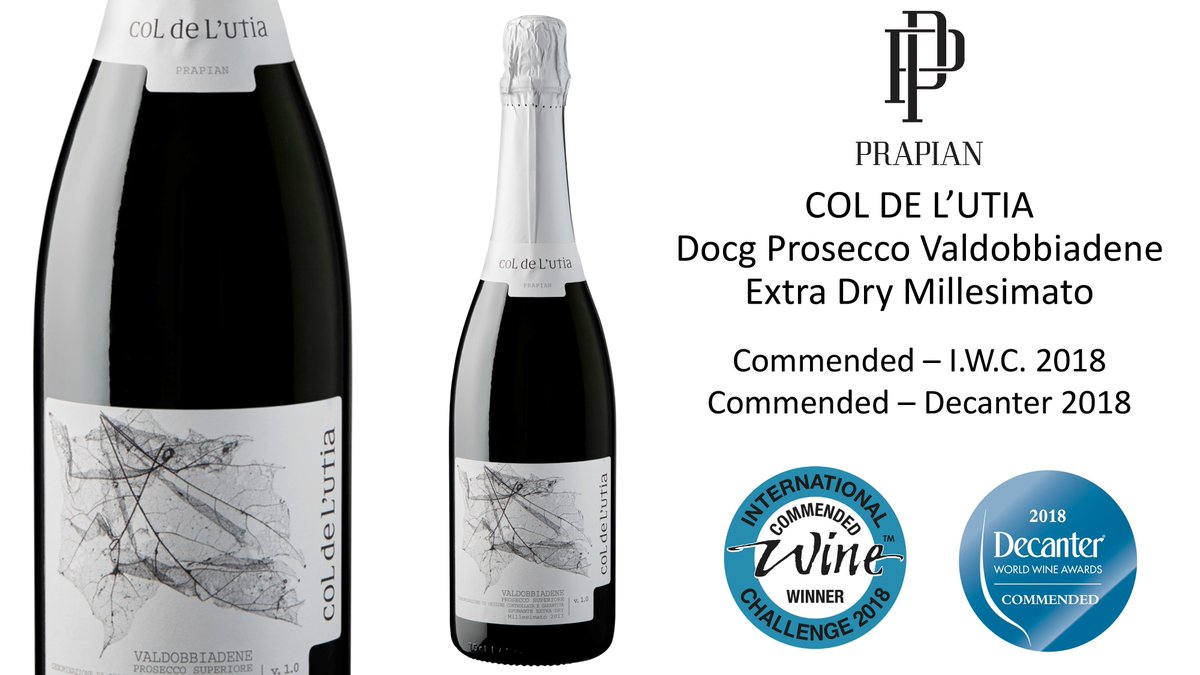 SacchettoVini's tweet photo. New medals 2018 for Col de l'Utia Docg Prosecco Valdobbiadene Extra Dry Millesimato @ International Wine Challenge and Decanter #prosecco #ColdelUtia #wine #Prapian https://t.co/3eUe6MPuKN