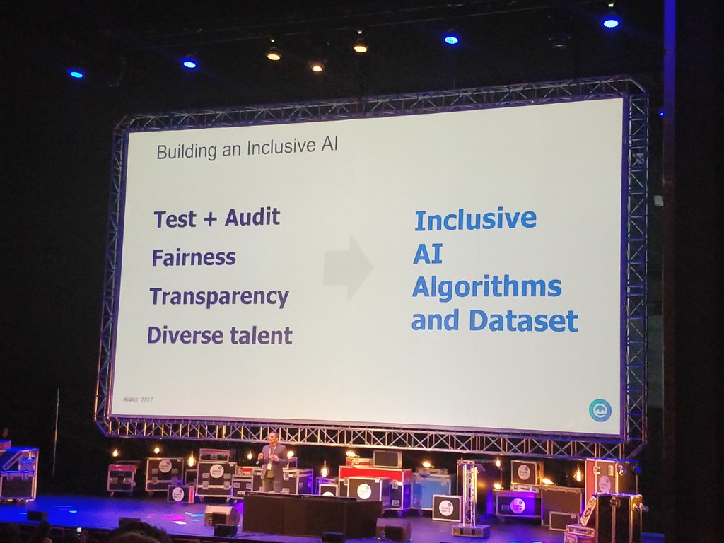 Extremely interesting talk by @BharatKrish on eradicating biases and stereotypes when developing #ArtificialIntelligence Systems. #inspirefest #InclusiveAI