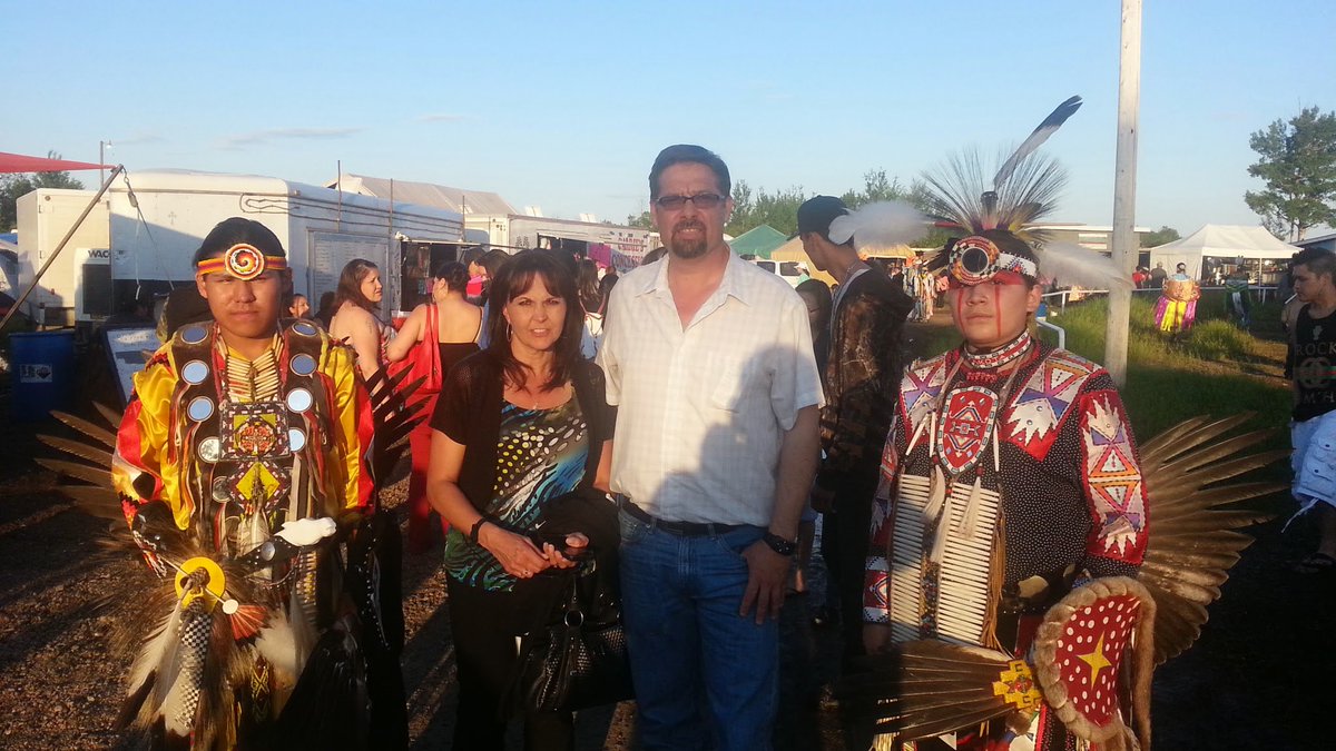So happy to be celebrating National Aboriginal Day. Canada's First Nations have a unique heritage, diverse cultures, and have had outstanding achievements throughout Canadian history. Here is picture of Kathy and I at the Lac La Biche Powwow.