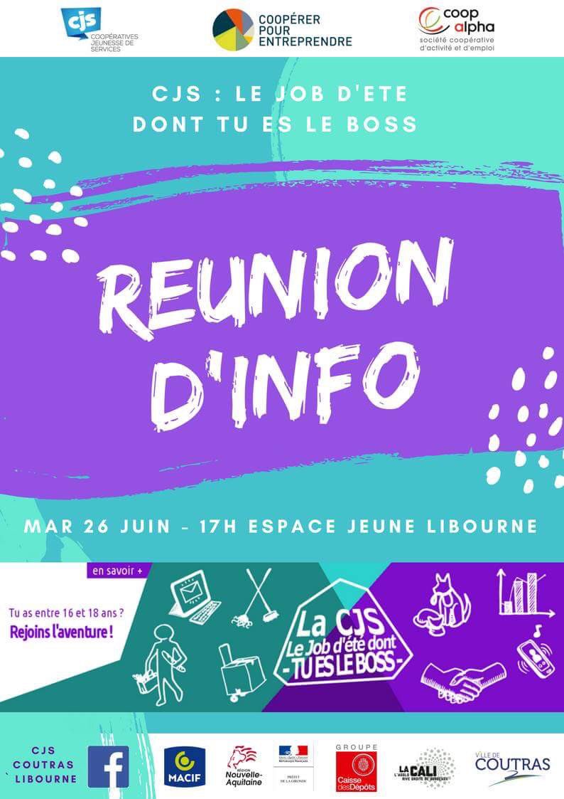 CjsCoutras's tweet photo. ☀️ J-6 Réunion d'info CJS ☀️
Tu as entre 16 et 18 ans, tu n'as pas encore trouvé de job d'été et souhaites développer tes compétences et acquérir une expérience pro? 
👉🏻 Viens à notre réunion d'info ! 
#entrepreneuriat #cooperatif #Jeunesse #Job #Soent https://t.co/NTEkTHiyc2