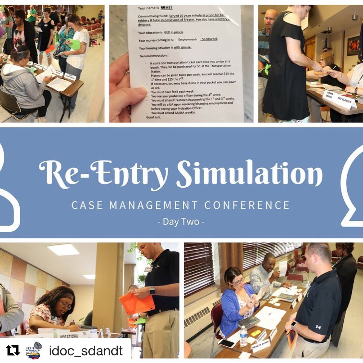 IndianaDOC's tweet photo. Yesterday at the Case Management Conference, staff walked a mile in the shoes of offenders by simulating the re-entry process. Staff had to prioritize tasks, manage set backs, and do their best so they don’t re-offend. #INCorrection #CareyOn #BitsofFun https://t.co/f8B818tu0L
