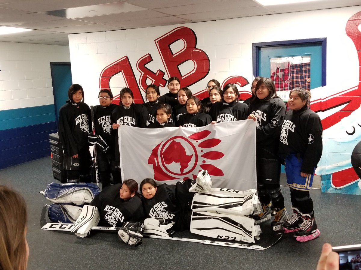 PHECanada's tweet photo. In celebration of #NationalIndigenousPeoplesDay, we are sharing a PHE Canada fundraising campaign in support of an inspirational girls hockey team from Eabametoong First Nation. Hear their story and donate at: https://t.co/QpsQovaEct https://t.co/kN6HFmoN6C