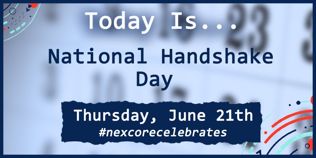 thenexcore's tweet photo. National Handshake Day! Were you really best friends if you didn't have a secret handshake? #puterthere
#mynexcore #nationalday2018 https://t.co/a3jxT6QQjf