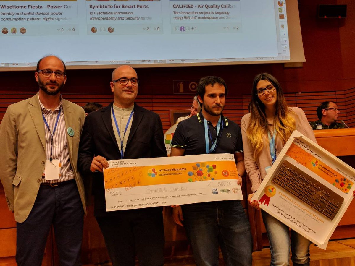 symbiote_h2020's tweet photo. symbIoTe in Action! All the exciting #IoT things that took place in #Bilbao during #IoTweek2018 and #GIoTS2018. 👀 -->https://t.co/mcTbLDrs05
Many thanks to @oelloumi &amp; @LinuxPundit  and looking forward for more collaborations with @BIG_IoT &amp; @fiesta_iot projects! 😀😀 https://t.co/9YpnCDofPK