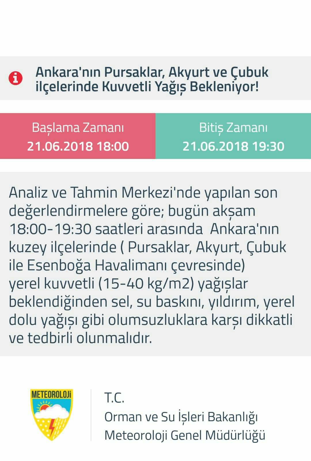 Meteoroloji Mgm On Twitter Meteorolojik Uyari Ankara Nin Pursaklar Akyurt Ve Cubuk Ilcelerinde Kuvvetli Yagislar Bekleniyor