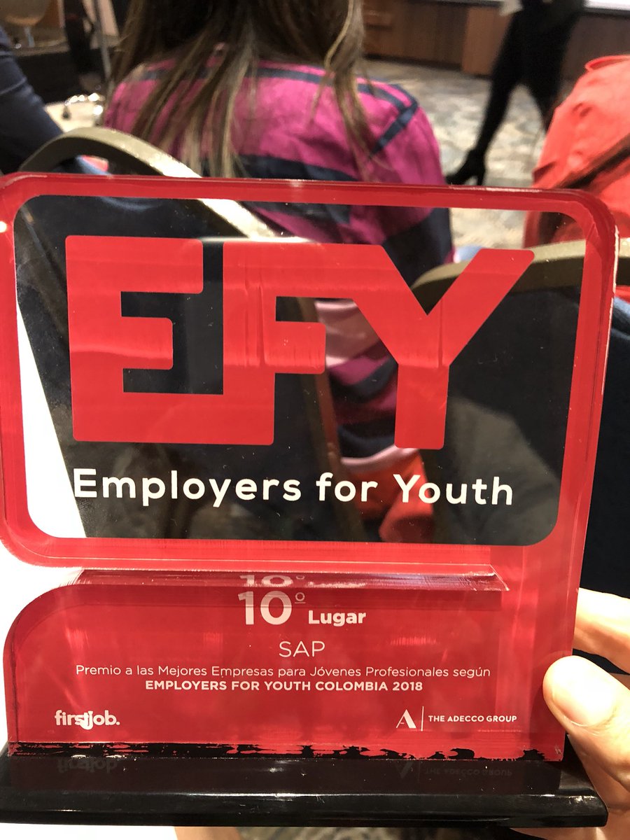 Paolasantosn's tweet image. #EFYCOL2018 , SAP 10 mejor empresa para los jóvenes en Colombia para trabajar #proudtobeSAP #SAPmimejorlugar #lifeatSAP