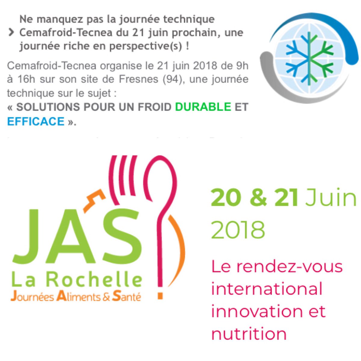 Aujourd’hui chez Cryolog c’est salon !! 
✔️La Rochelle : le JAS
✔️PARIS : Journée technique du     CEMAFROID 
<a href="/cemafroid/">Cemafroid Tecnea</a> @JASLAROCHELLE #lachaînedufroid #laffairedetous