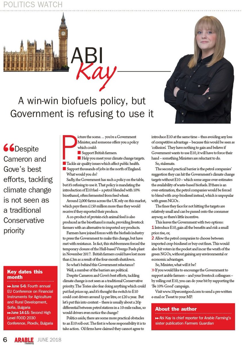Fantastic article by @FGAbiKay <a href="/ArableFarming/">ArableFarming</a> <a href="/FarmersGuardian/">Farmers Guardian</a> highlighting debate in <a href="/transportgovuk/">Department for Transport</a> <a href="/Jesse_Norman/">Jesse Norman</a> about the introduction of #E10 but setting out dangers of failing to act quickly #BE10percentgood <a href="/lincsshow/">Lincolnshire Show</a> #lincolnshireshow <a href="/NFUtweets/">National Farmers' Union</a> <a href="/REAssociation/">REA</a> <a href="/FairFuelUK/">.</a>