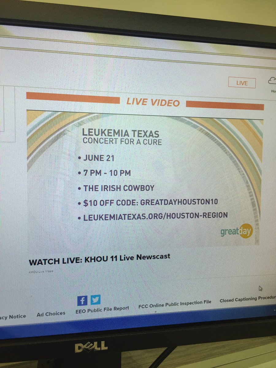 CaseyCurryHOU's tweet image. Hope you can join us tonight! Here&apos;s the @GreatDayHouston discount code for tonight&apos;s #ConcertForACure @IrishCowboyHou @LeukemiaTexas @alliantgroup