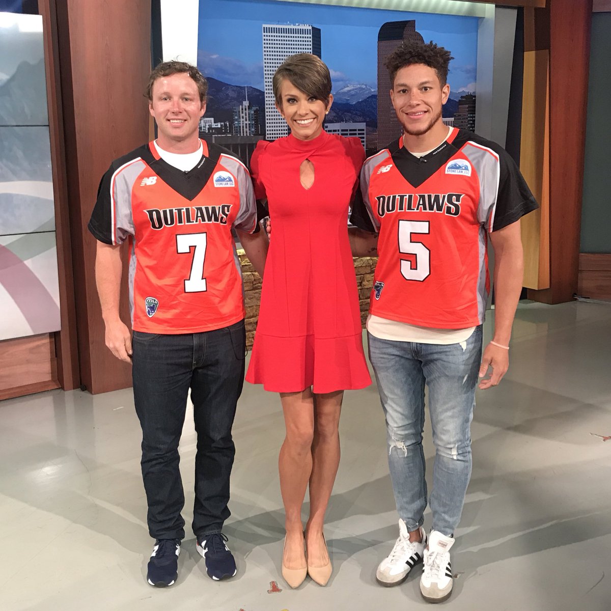 Usually we're on the field together at Mile High but today we got to hang out at the TV station!! @hankhawkins @bocko7 our guests on @cobesttv talking Mile High 4th of July game 🎇🇺🇸🙌🏼 #outlawsnation #letsride #milehigh4th #fourthofjuly #lacrosse #MLL