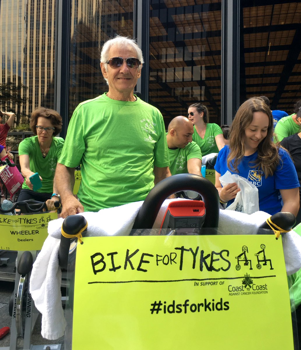 davidvisentin1's tweet photo. Teams of riders taking turns on 248 spin bikes! @bikefortykesTO  (2 pictures lifted from @ctcacf tweet of earlier set up.) https://t.co/fMUDDp14tQ