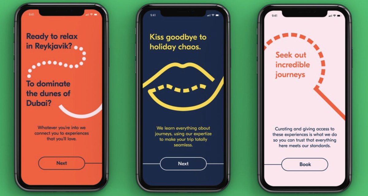 This button pattern by <a href="/_DesignStudio_/">DesignStudio</a> for <a href="/GetYourGuide/">GetYourGuide</a>, where it gives a sense of your place in the flow; starting, in the middle of, and done, is one of the most impressive new UI patterns I’ve seen in awhile. See more on this branding here: design.studio/work/getyourgu…