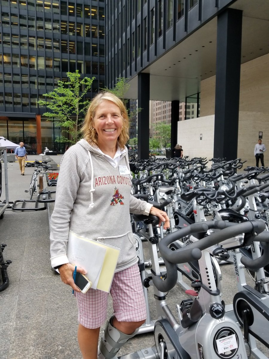 davidvisentin1's tweet photo. Teams of riders taking turns on 248 spin bikes! @bikefortykesTO  (2 pictures lifted from @ctcacf tweet of earlier set up.) https://t.co/fMUDDp14tQ
