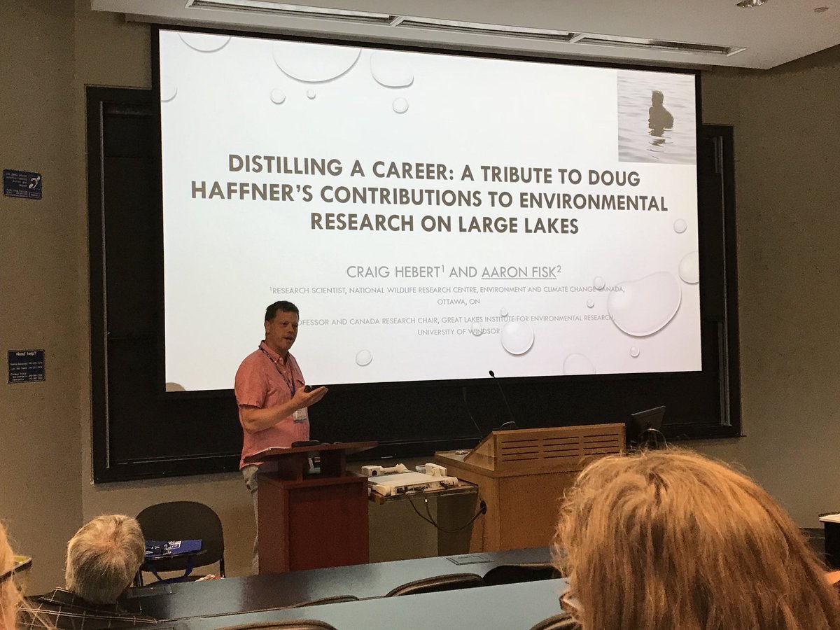 fisk_lab's tweet photo. Aaron reflects on the career of Doug Haffner, founding director of #GLIER. Wishing him a great retirement. #IAGLR2018 @IAGLR https://t.co/VfGCmnOV5n