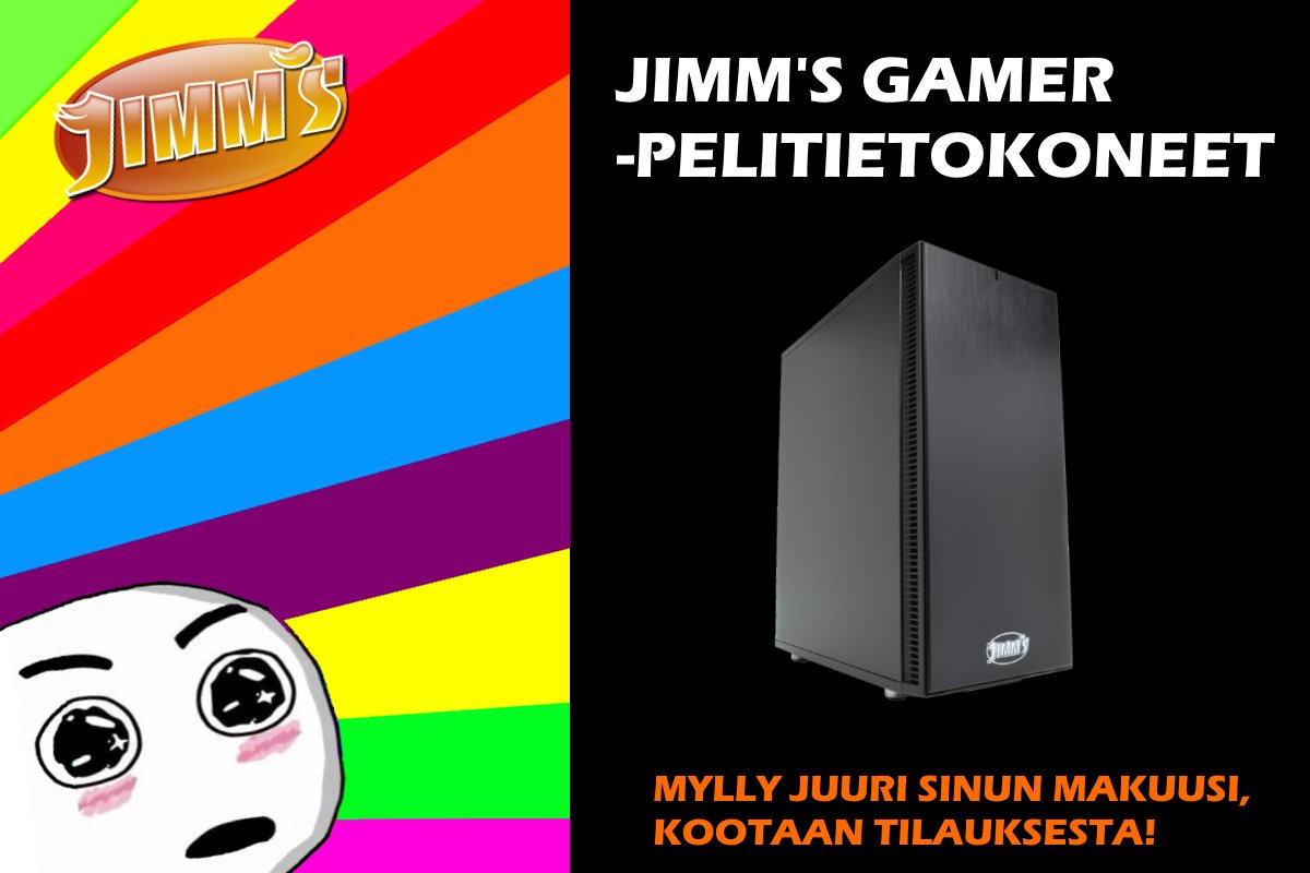 Jimms_fi's tweet photo. #JimmsGamer -konemallistosta löydät laajan valikoiman pelikoneita jokaisen pelaajan tarpeisiin! Koneet kasataan tilauksesta fiksuista komponenteista, ja ne ovat helposti päivitettävissä! https://t.co/Dh0JkeRdv2 #pelikone #gamer #jimms #pcmasterrace https://t.co/QNOEJcwvUo