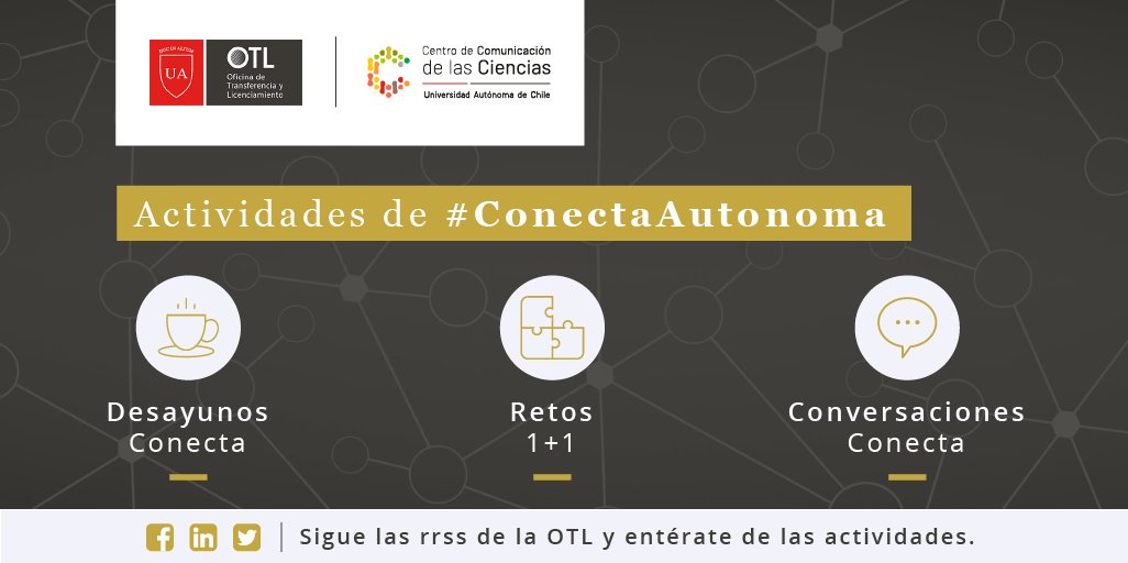 ciencias_chile's tweet photo. Estas son algunas de las actividades que realiza #ConectaAutonoma para promover la difusión y vinculación de la innovación, tecnología y el impacto social. ¡Infórmate sobre todas sus actividades acá! https://t.co/hAhdiPResz  @OUautonoma https://t.co/tu7nR0EOSn