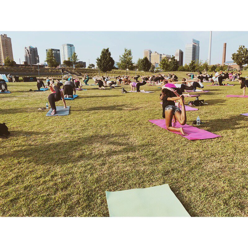 Today is #InternationalYogaDay! We're grateful to be able to provide yoga as a part of our Get Healthy on the Railroad series, which is FREE to all thanks to <a href="/BCBSofAlabama/">BCBSofAlabama</a>. 🧘‍♀️📷: @_angelicakatherine