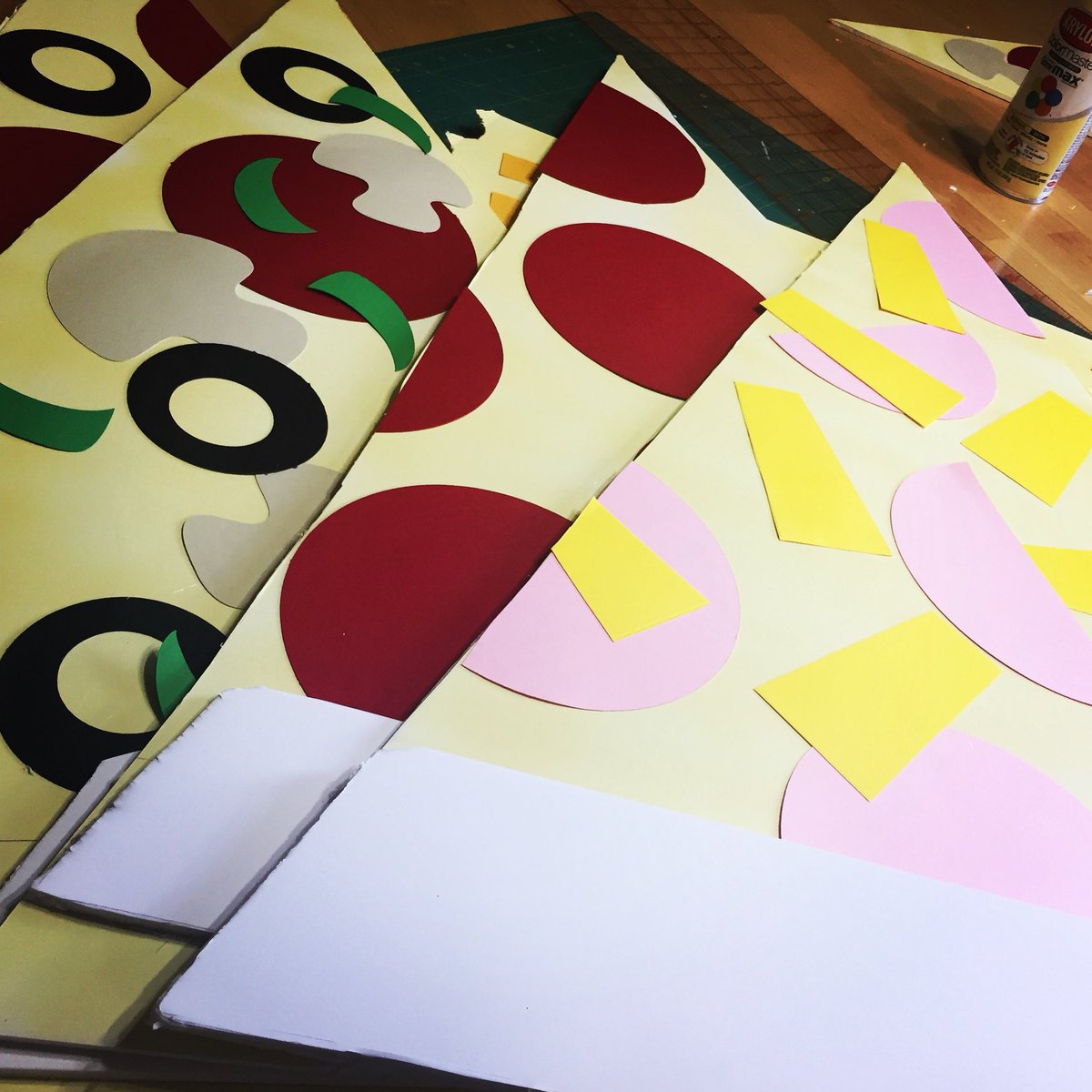 PPC_Boise's tweet photo. Yesterday we worked on some giant pizza slices for our float in The Dairy Days Parade. We’re getting super excited! The parade starts at 6:45 at The Meridian Speed Way. See you there! 
 #parade #familybusiness  #meridianspeedway #dairydays #cheese #boise #idaho #ppcboise https://t.co/7VnqeTjRWw